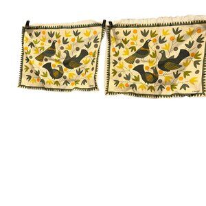 C arfelt 2 Vintage 60s Scandinavian Folk Art Bird Linen Mid Century plac…